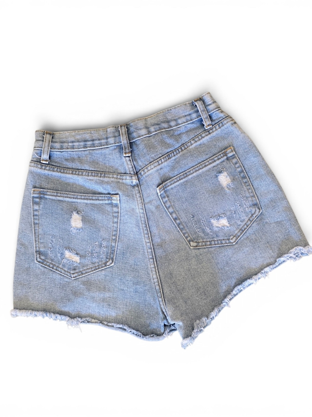 Wish List High-Rise Star Embroidered Distressed Denim Shorts - Light Blue - Picture 2 of 7
